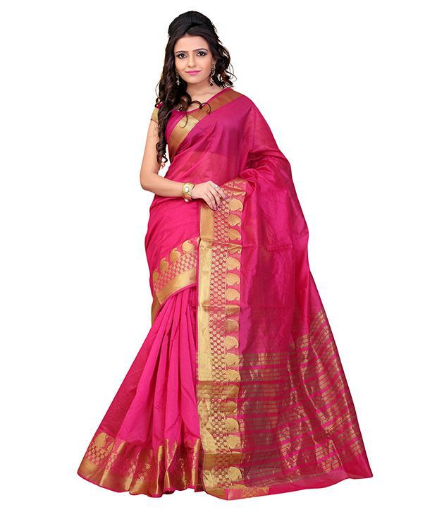 INDI WARDROBE Red and Pink Silk Saree - Buy INDI WARDROBE Red and Pink ...