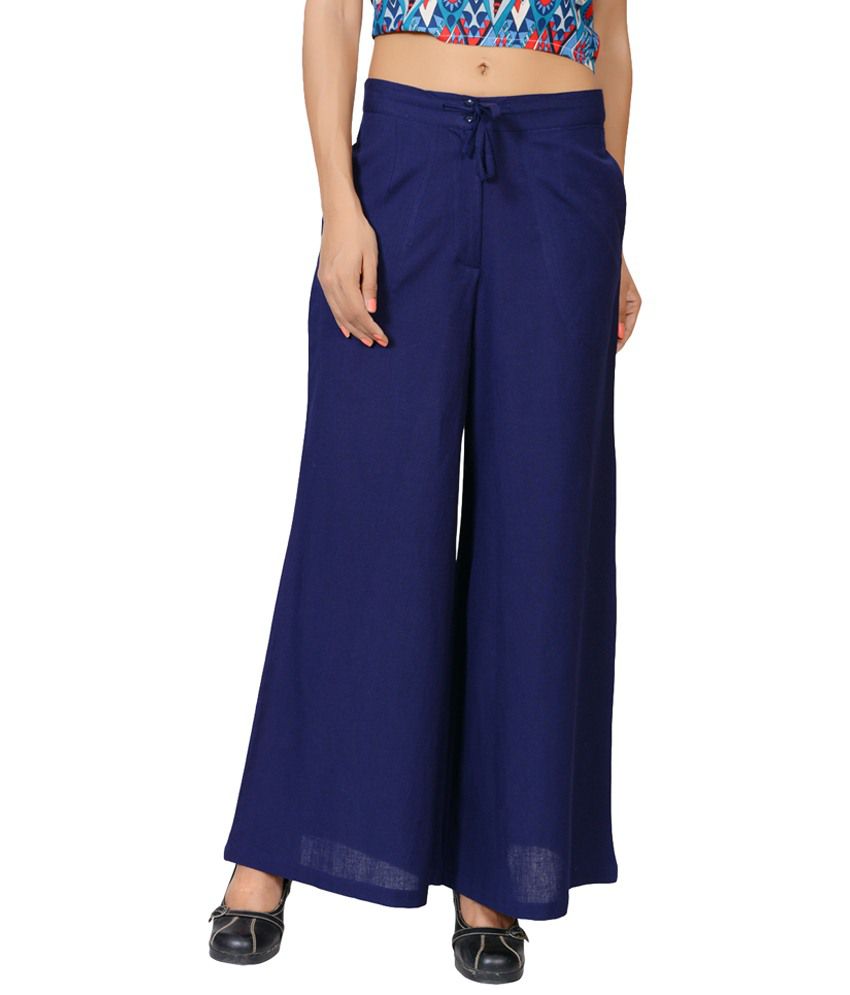 Buy Juniper Navy Blue Solid Culotte Pants Online at Best Prices in ...