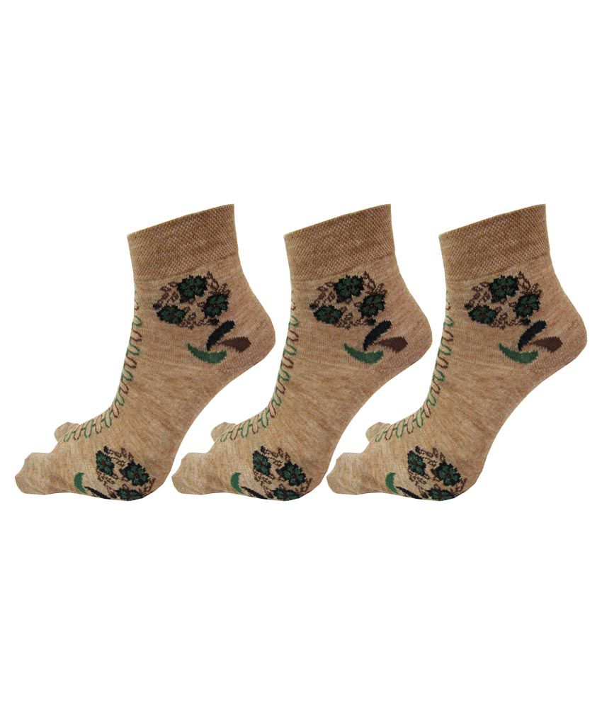     			RC. ROYAL CLASS - Beige Woollen Women's Thumb Socks ( Pack of 3 )