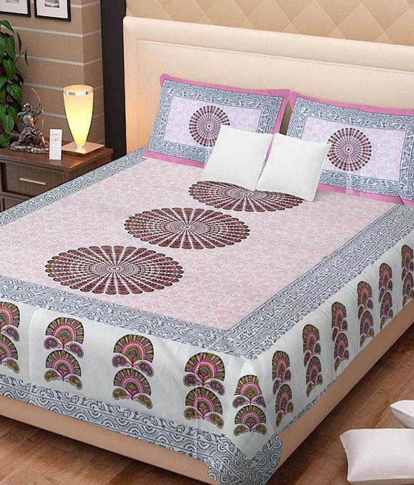     			UniqChoice Jaipuri Traditional 100% Cotton Double Bed Sheet With 2 Pillow Cover