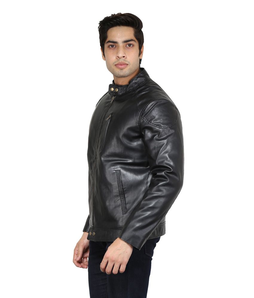 Get In Black Full Sleeves Leather Jacket - Buy Get In Black Full ...