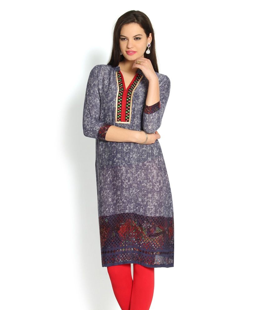 Soch Blue Cotton Kurti - Buy Soch Blue Cotton Kurti Online at Best Prices in India on Snapdeal