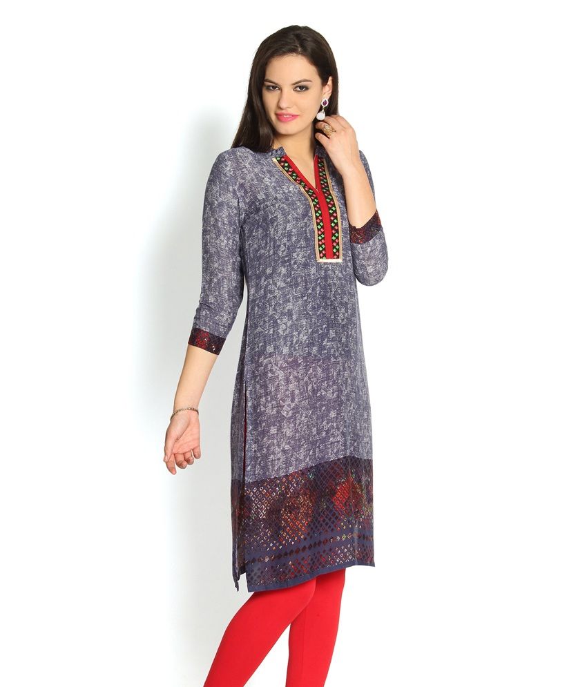Soch Blue Cotton Kurti - Buy Soch Blue Cotton Kurti Online at Best Prices in India on Snapdeal