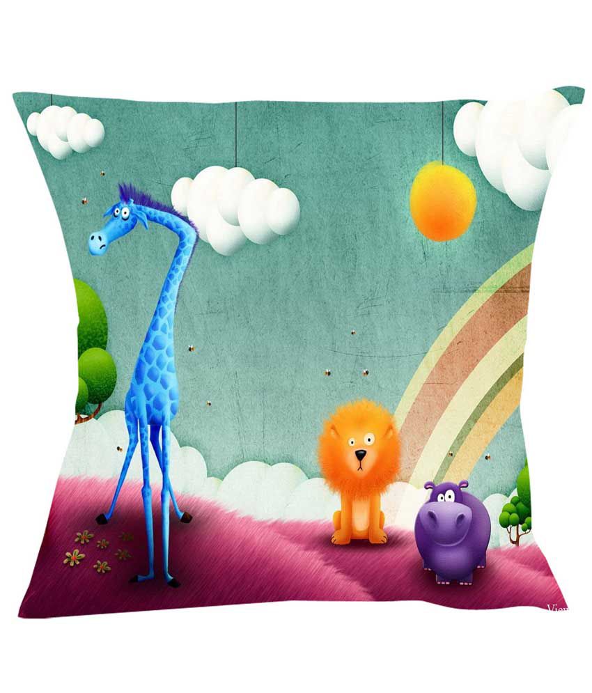 Fairshopping Multicolor Silk Cute Cartoon Wallpaper Hd Cushion Cover