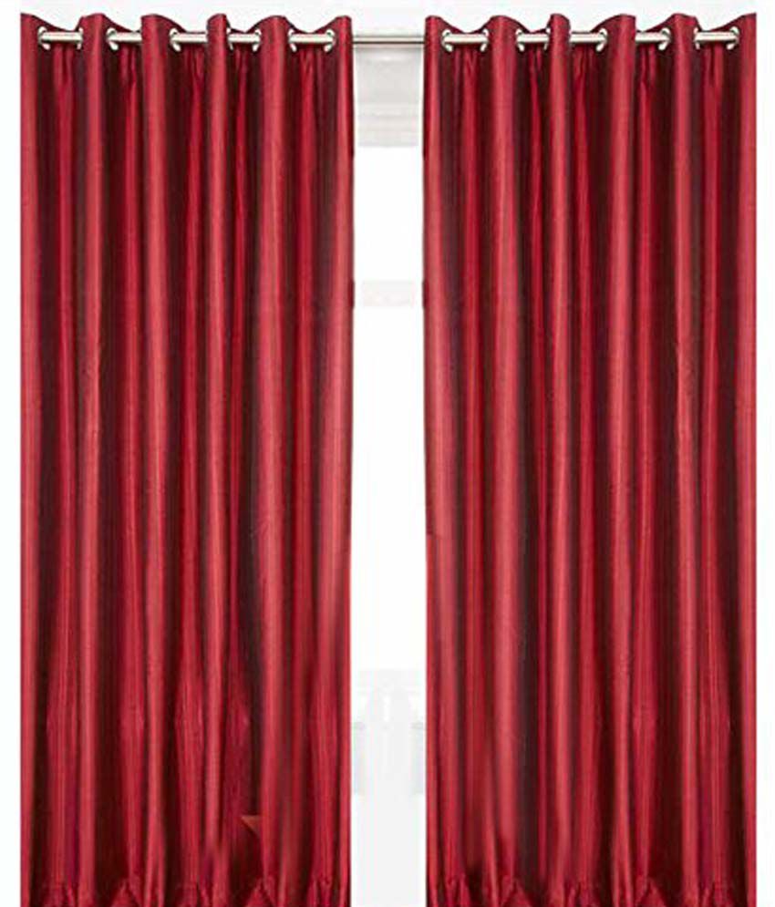    			Tanishka Fabs Solid Semi-Transparent Eyelet Curtain 7 ft ( Pack of 4 ) - Red