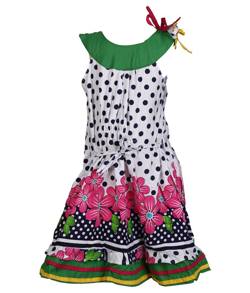 red and white combination frock
