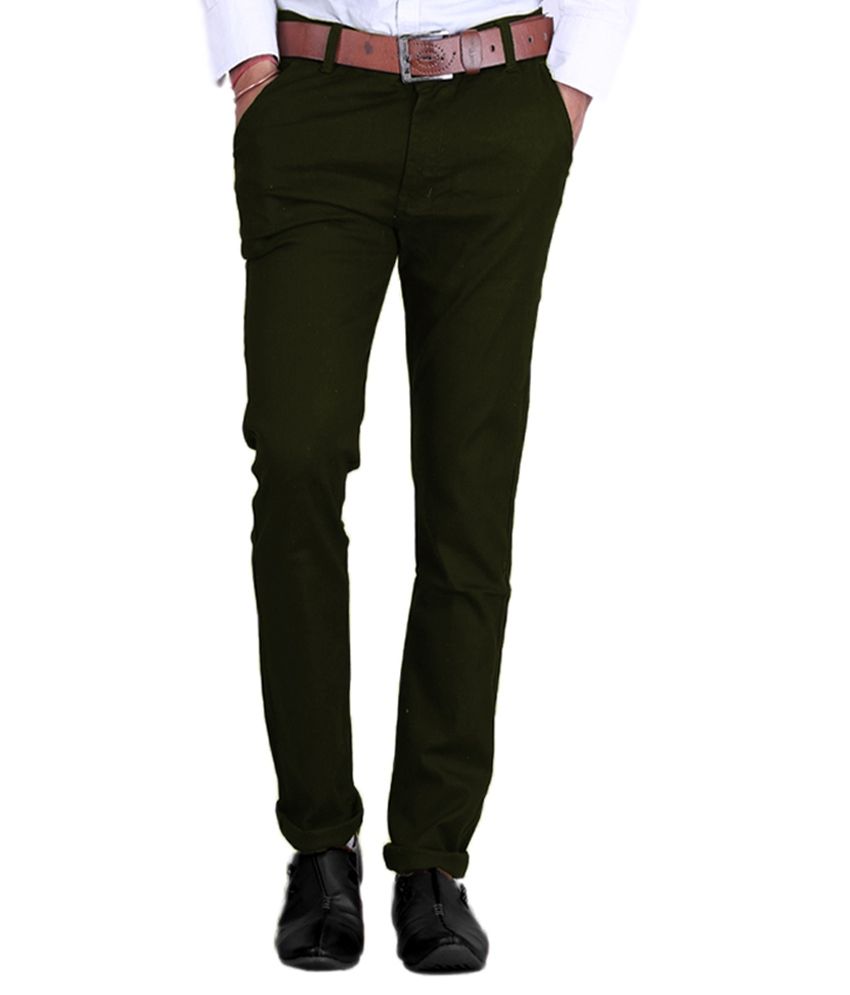 green slim fit chinos