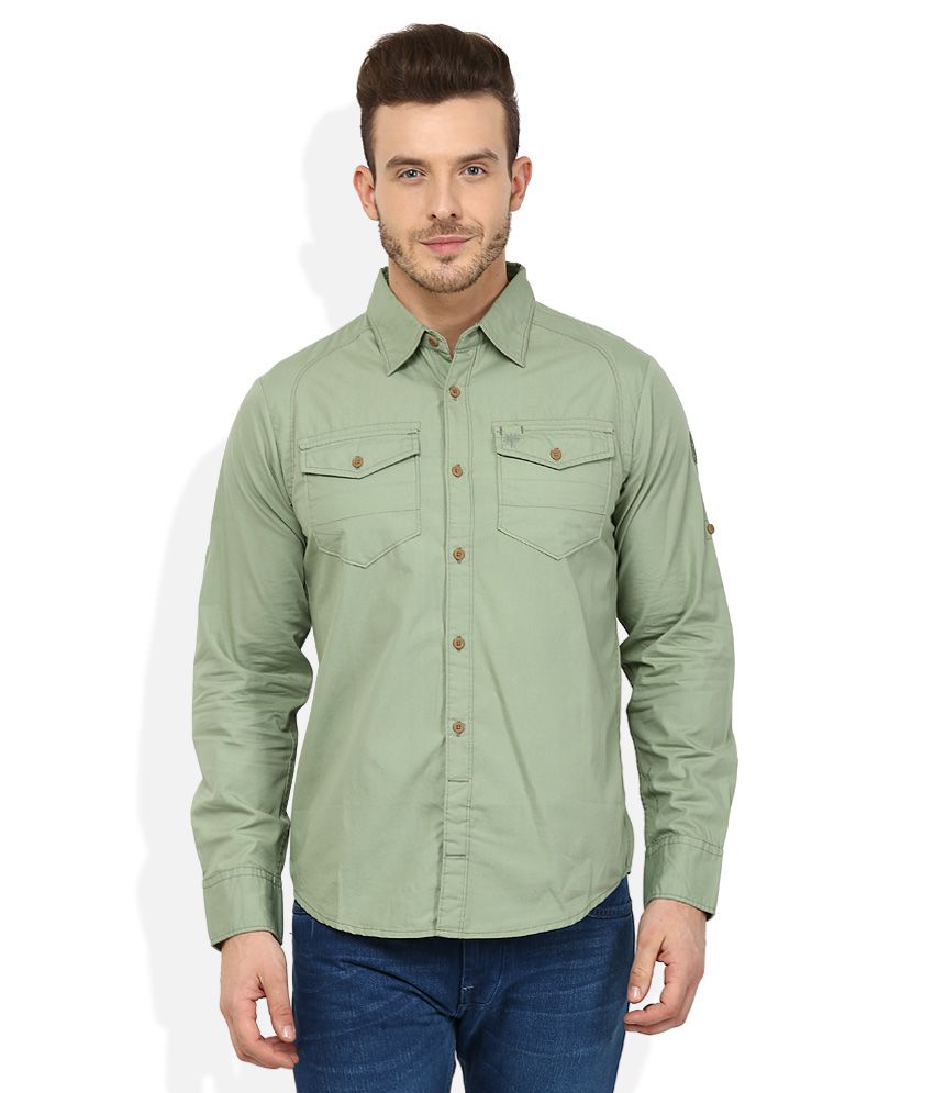 Woodland Green Regular Fit Shirt - Buy 