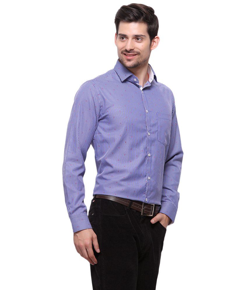 blue striped formal shirt