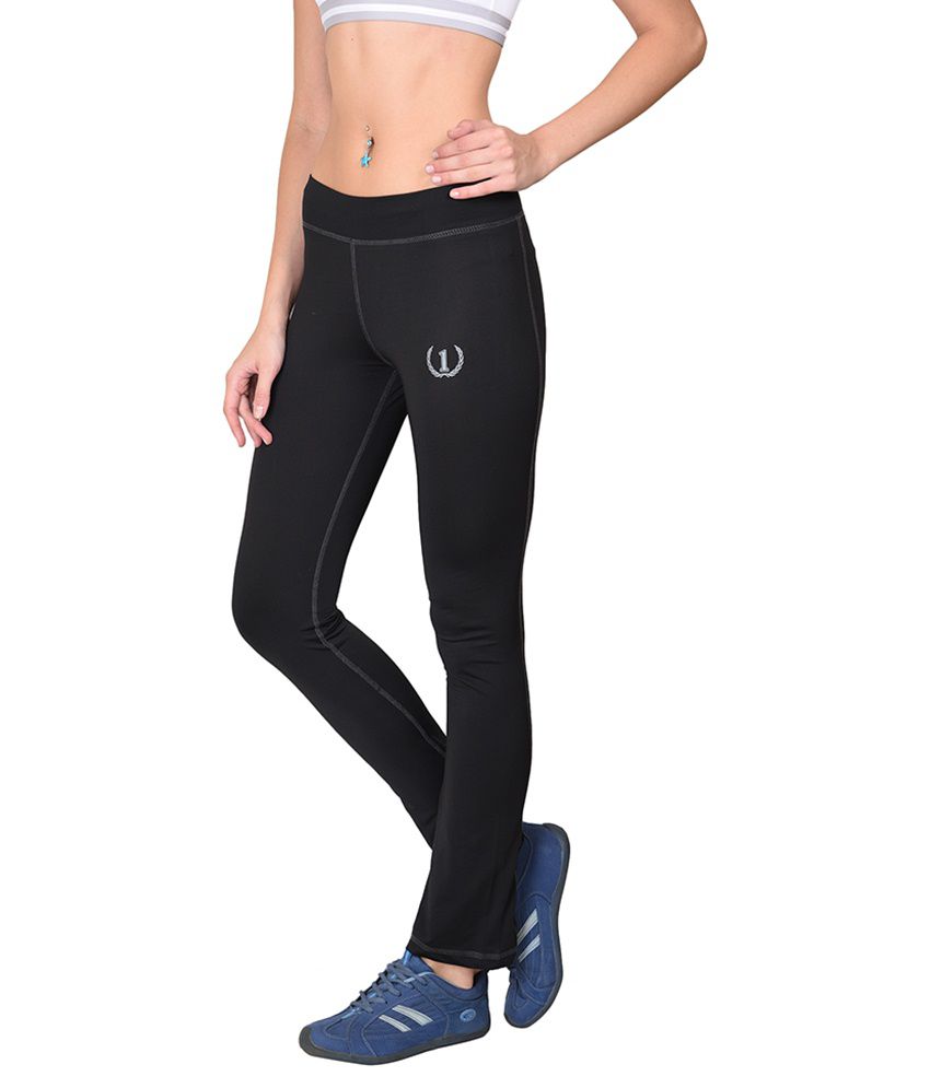 Buy Onesport Women'S Polyester Spandex Jersey Black Sports Pants, Large Online at Best Prices in 
