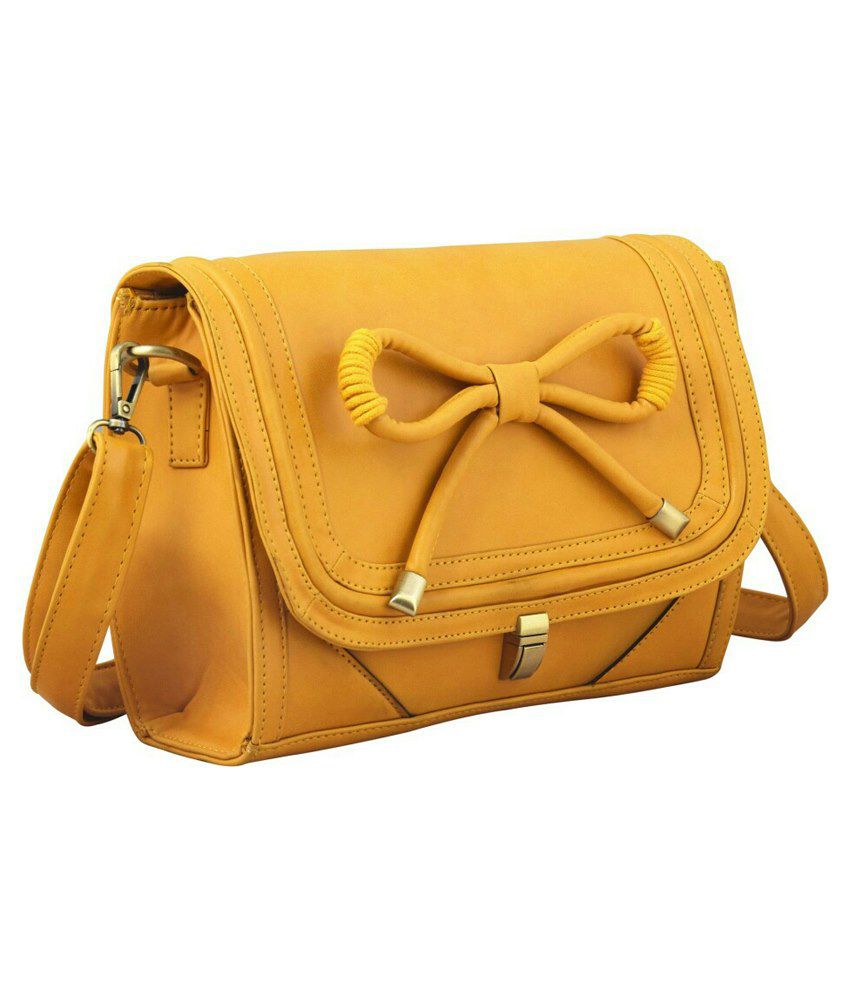 Ayeshu Yellow Faux Leather Sling Bag - Buy Ayeshu Yellow Faux Leather Sling Bag Online at Best ...