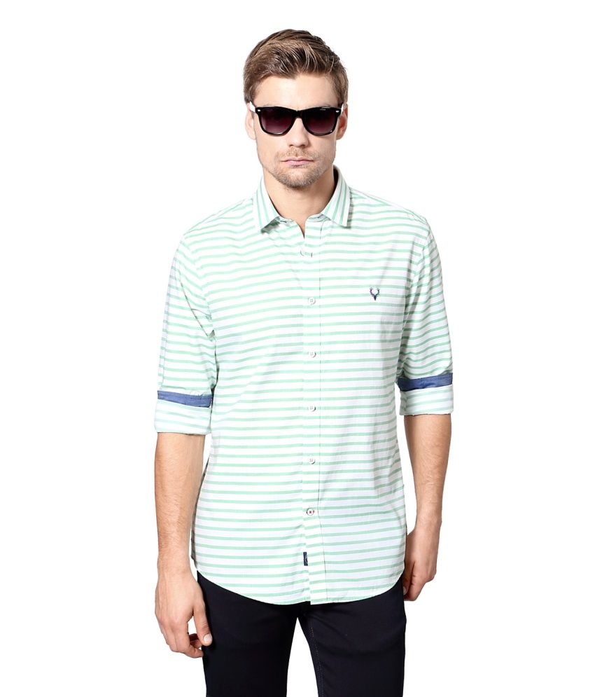 Allen Solly White and Green Cotton Shirt - Buy Allen Solly White and ...