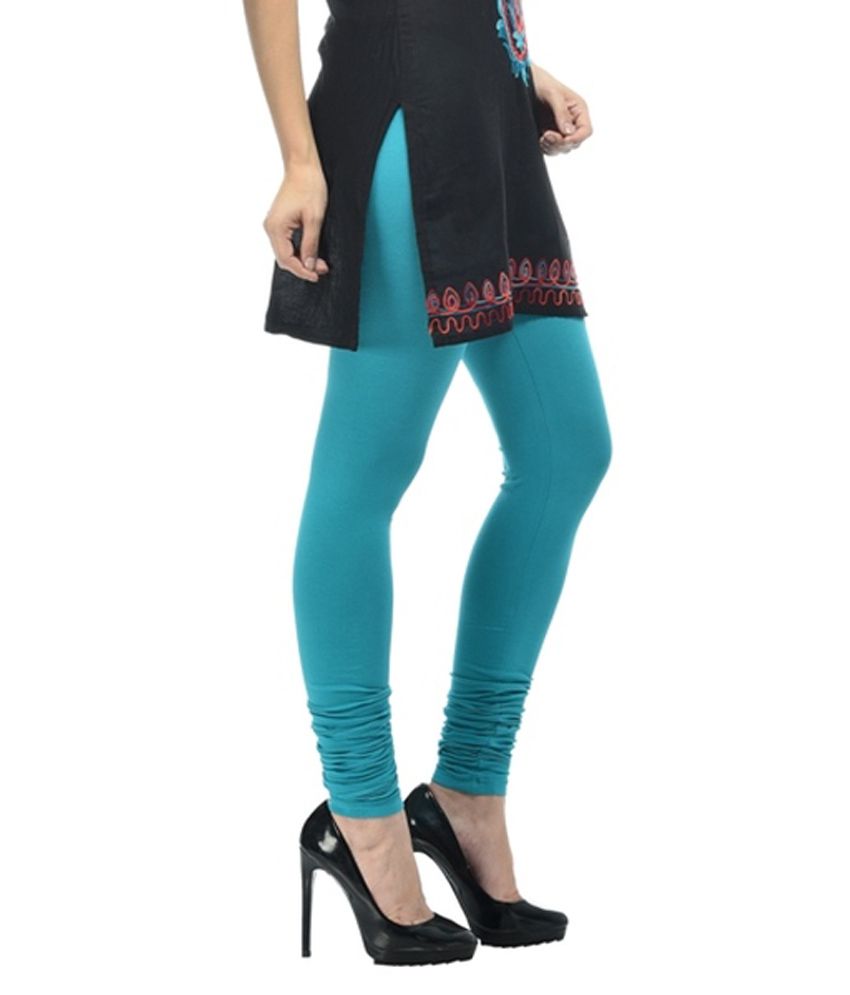 Buy Morrio Aqua Green Cotton Lycra Churidar Legging,2XL for Women