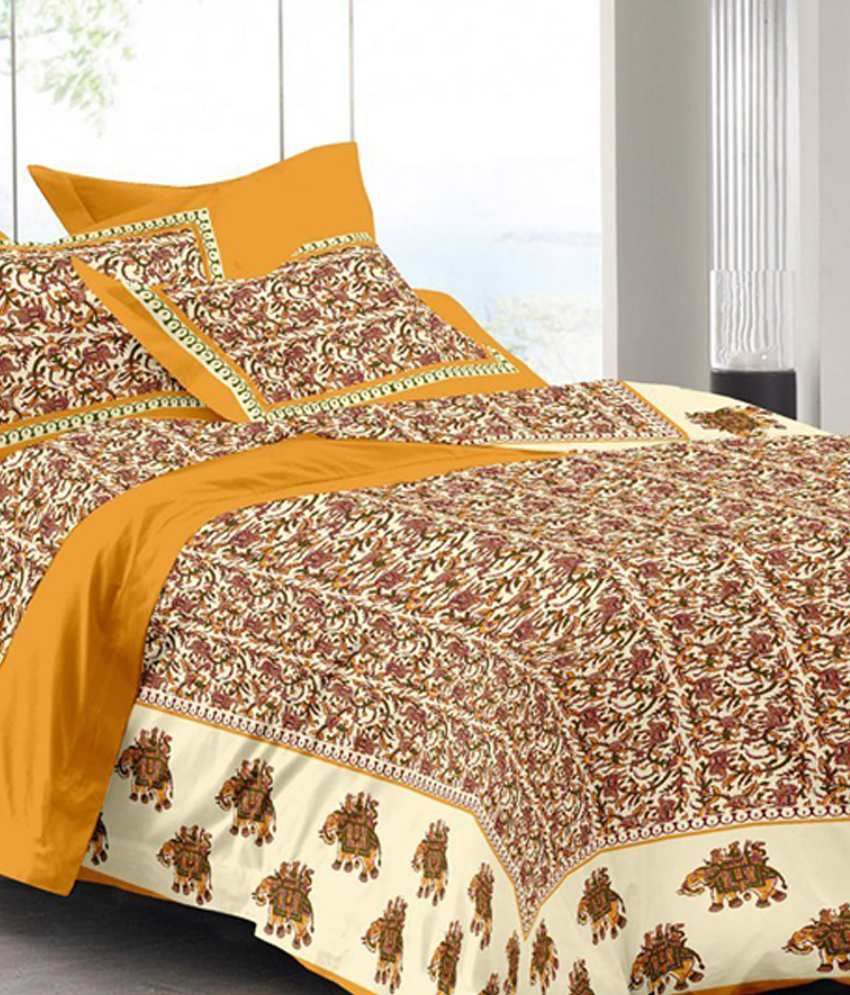 Kismat Collection 100Percent Cotton King Size 2 Double Bed Sheet Combo