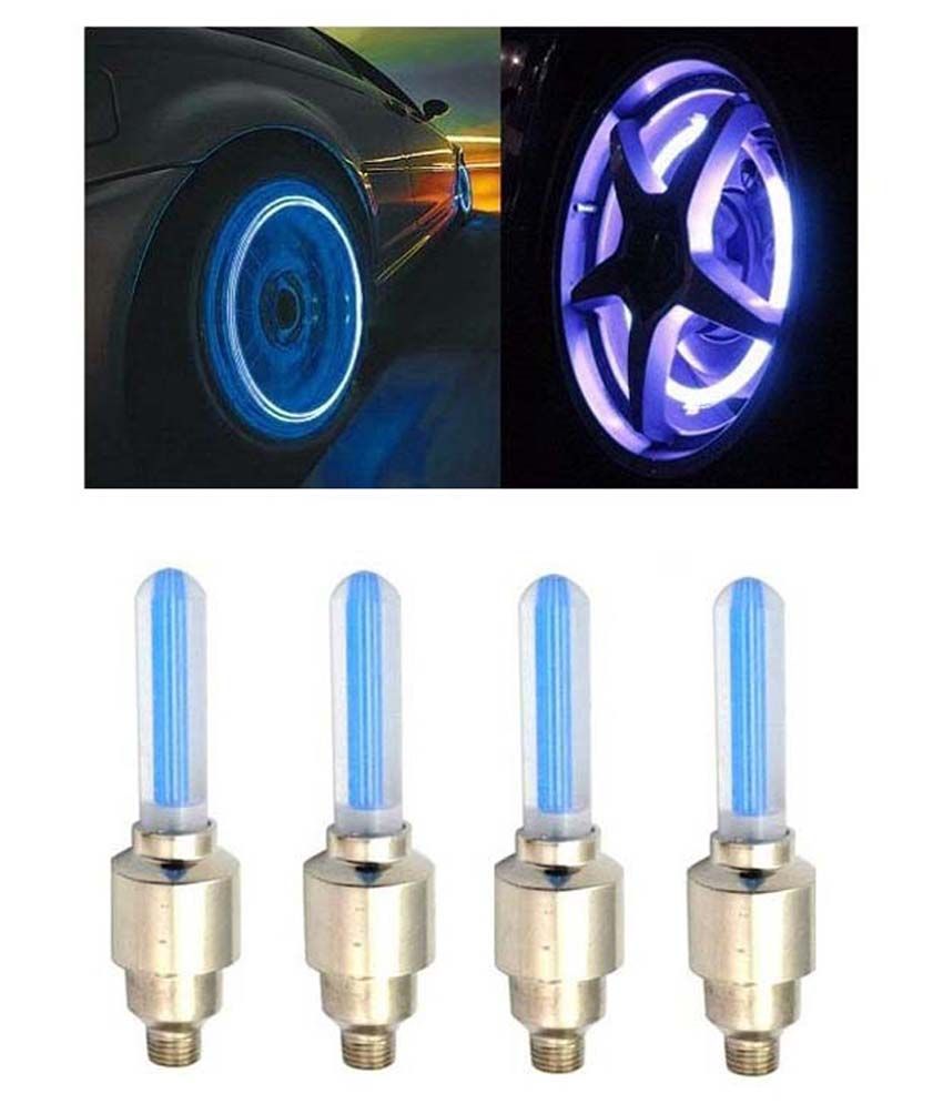 AutoStark Blue Car Tyre Led Light With Motion Sensor Set Of 4 For
