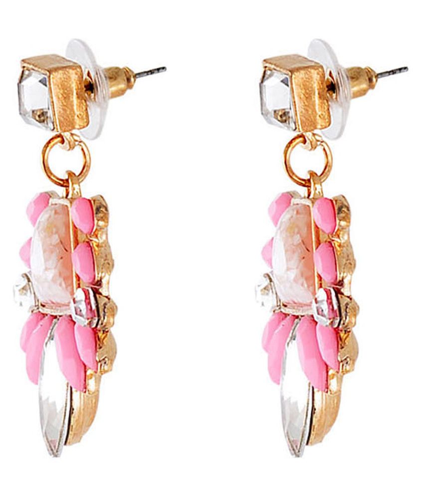 Monjero Pink Alloy Style Dive Dangler Hanging Earrings - Buy Monjero ...