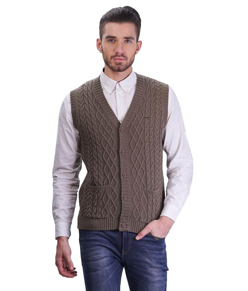Tsavo Brown Sleeveless Wool Blend V-Neck Sweater - Buy Tsavo Brown ...