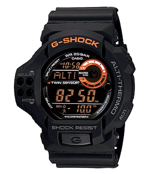 casio black and orange watch