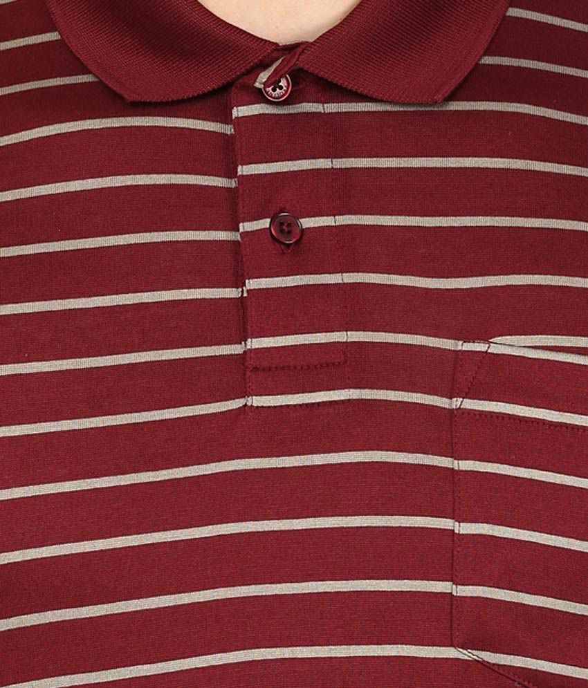 Proline Maroon Striped Polo T Shirt - Buy Proline Maroon Striped Polo T ...