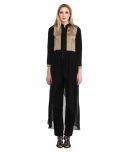 Cottinfab - Black Polyester Women's Front Slit Kurti