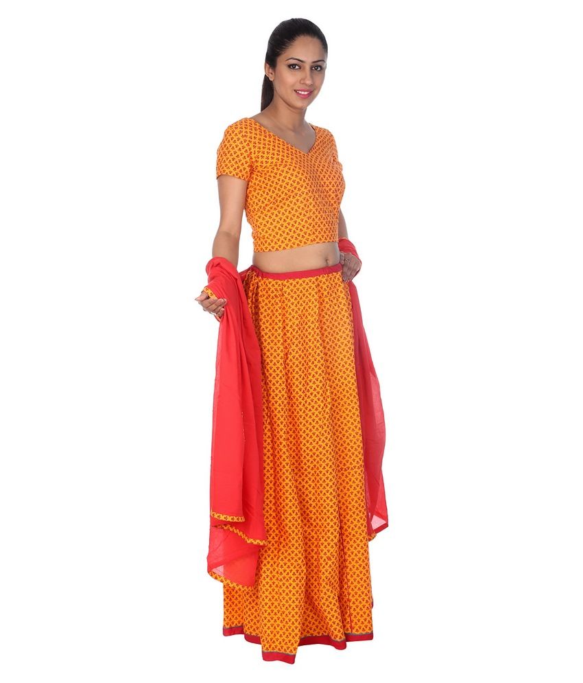 Rajrang Red and Orange Cotton Lehenga - Buy Rajrang Red and Orange ...