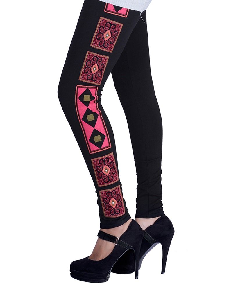 Saanvi Black Cotton Lycra Leggings Price in India Buy Saanvi Black
