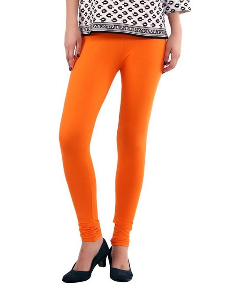 Madni Traders Orange Cotton Lycra Leggings Price in India Buy Madni
