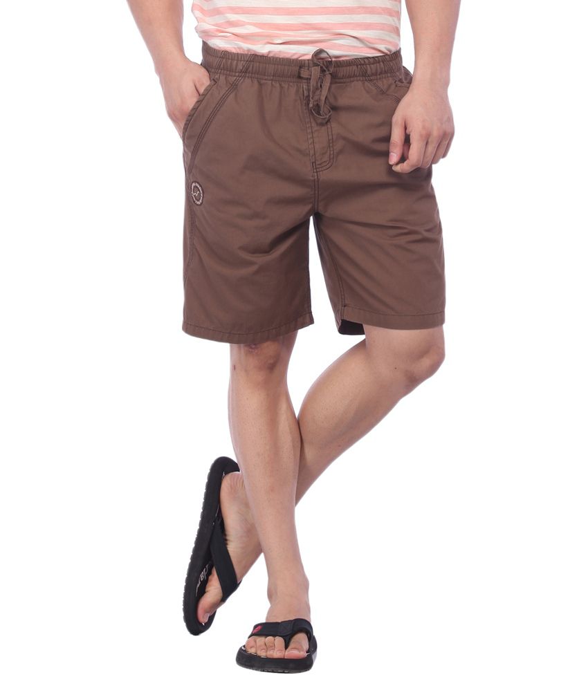 Bornfree Brown Cotton Solid Shorts - Buy Bornfree Brown Cotton Solid ...