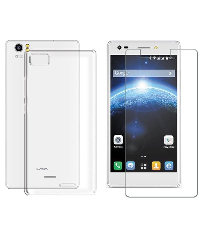 Deltakart Back Cover For Lava Iris X5 4G-Transparent With Tempered Glass