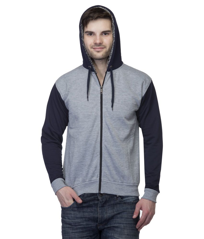 Ess Cee Grey Cotton Hooded Sweatshirt - Buy Ess Cee Grey Cotton Hooded ...