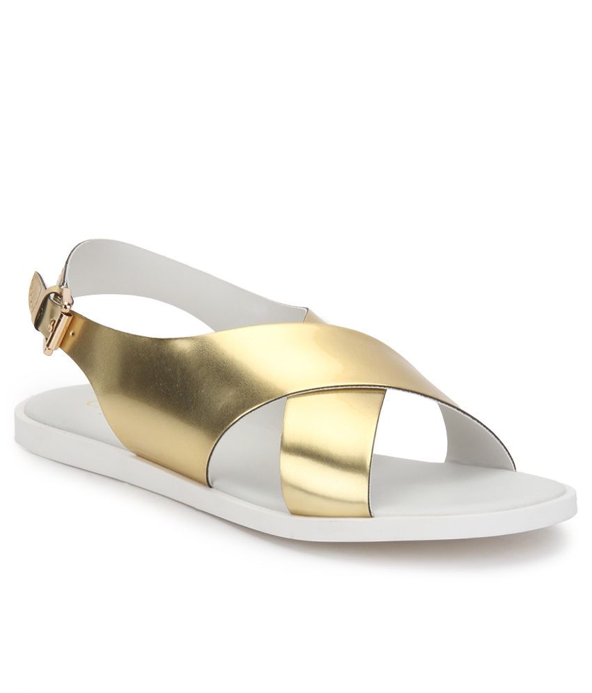 Carlton London Gold Flat Sandals Price in India- Buy Carlton London Gold Flat Sandals Online at 