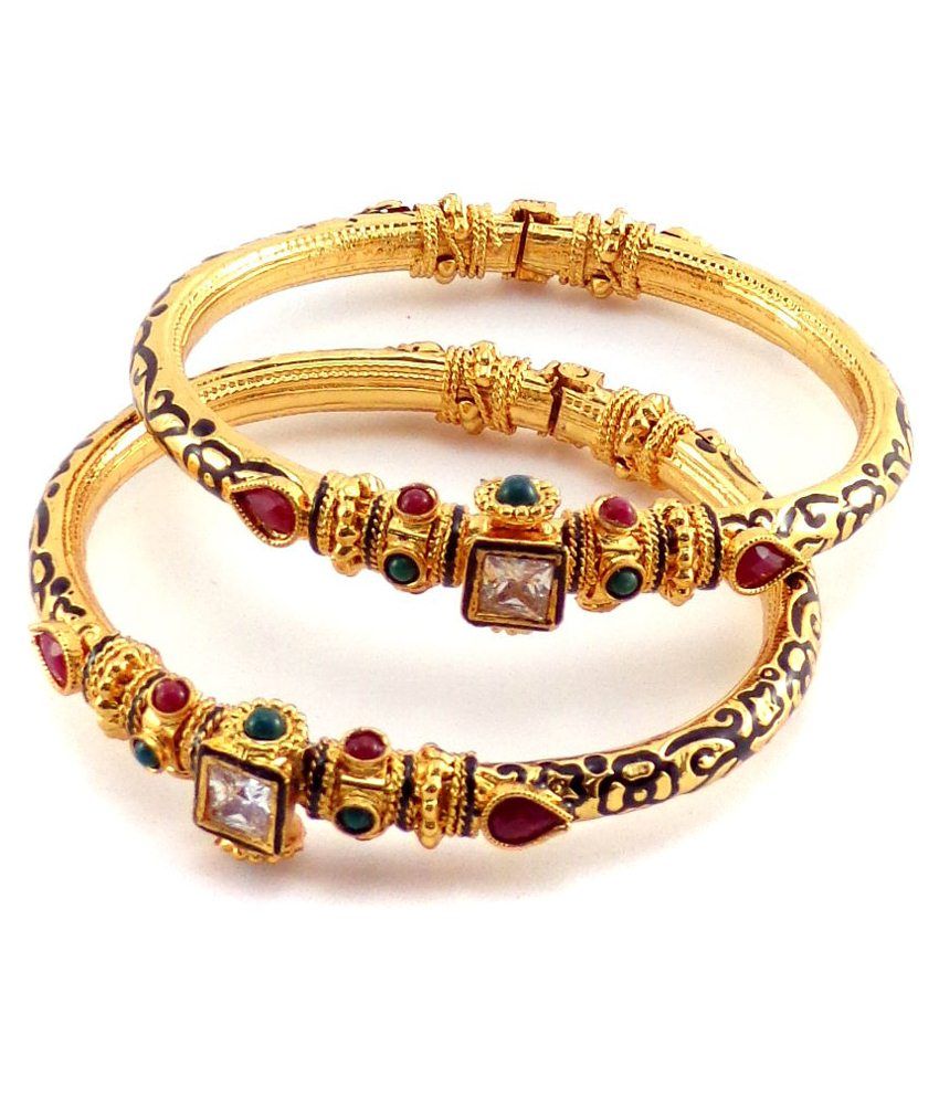 Nishugold Golden Kada Set Of 2: Buy Nishugold Golden Kada Set Of 2 ...