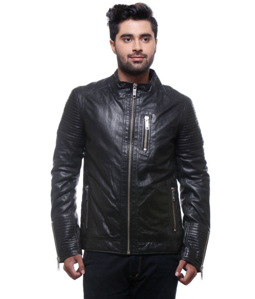 Design Impex Black Full Sleeves Leather Casual Jacket - Pack Of 2 - Buy ...