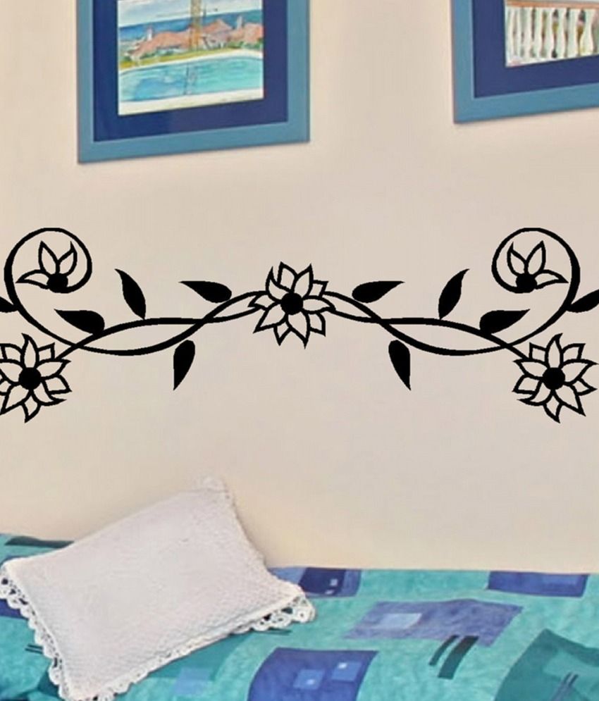     			Decor Villa Black Flowers Wall Sticker