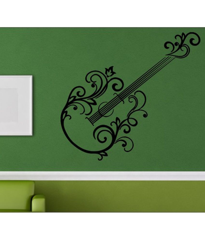     			Decor Villa Black Guitar Wall Sticker