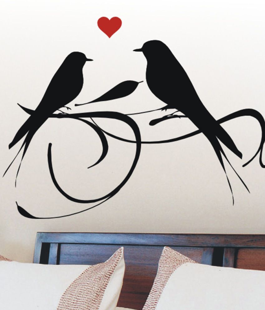     			Decor Villa Black Love Birds Wall Sticker