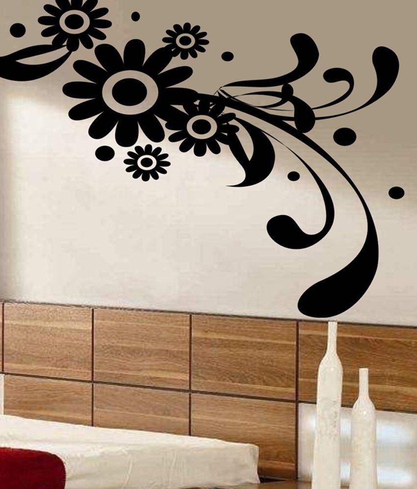     			Decor Villa Black Stylist Flowers Wall Sticker