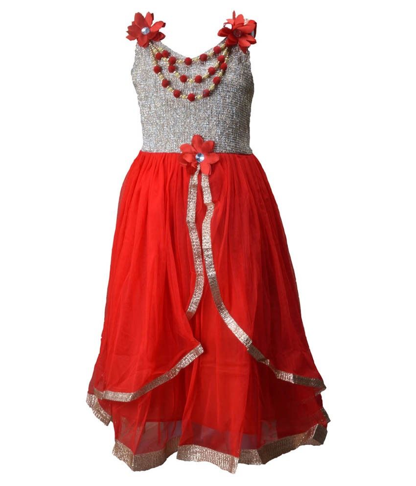 red and silver gown