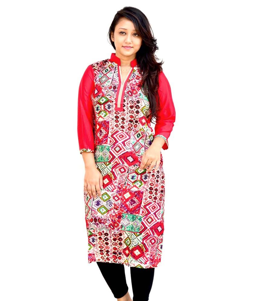 Aarti Collections Red Cotton Kurti Buy Aarti Collections Red Cotton