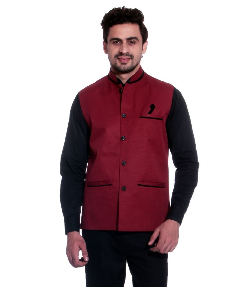 black shirt and nehru jacket
