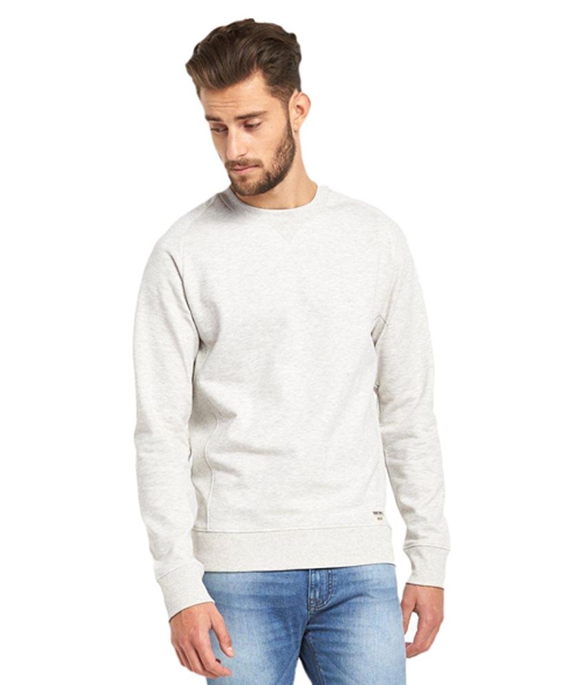     			Kotty White Cotton Round Neck Sweatshirt