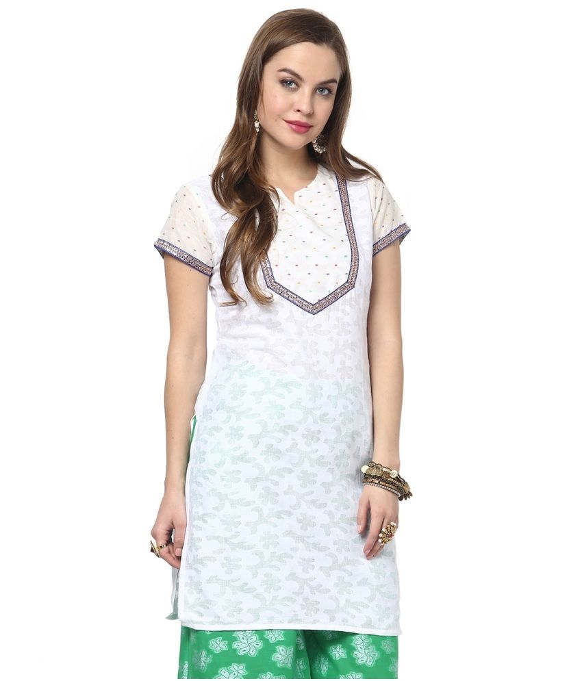 kurti design with white lace