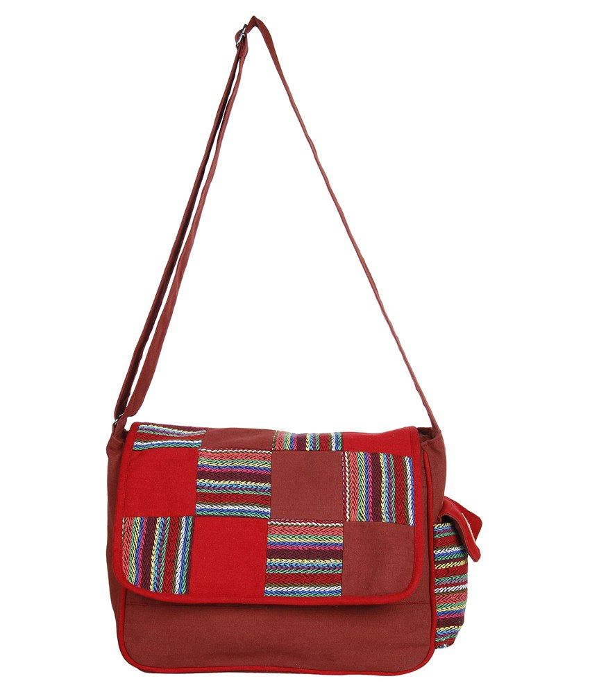 Anekaant Canvas Messenger Bag-maroon - Buy Anekaant Canvas Messenger ...