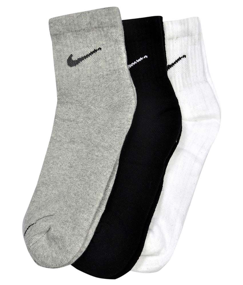 Nike Multicolor Cotton Ankle Length Socks For Men - Pack Of 3 - Buy ...