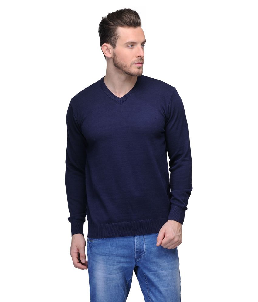 Tailor Craft Dark Blue Cotton Full Sleeves Sweater - Buy Tailor Craft ...