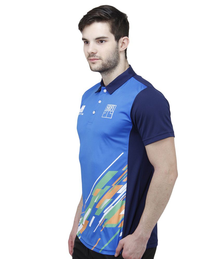 T10 Sports Blue Official India Squash Polo T-shirt - Buy T10 Sports ...