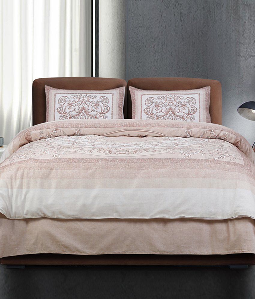 Spread Home White Cotton Satin Double Bedsheet with 2 Pillow Covers