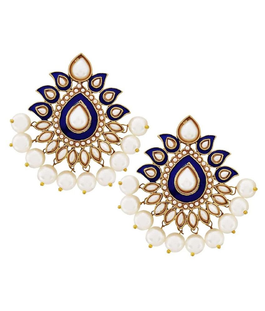     			The Jewelbox Blue Designer Stud Earrings