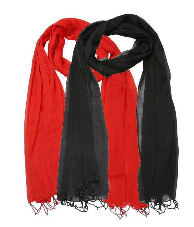 black maxi with red dupatta