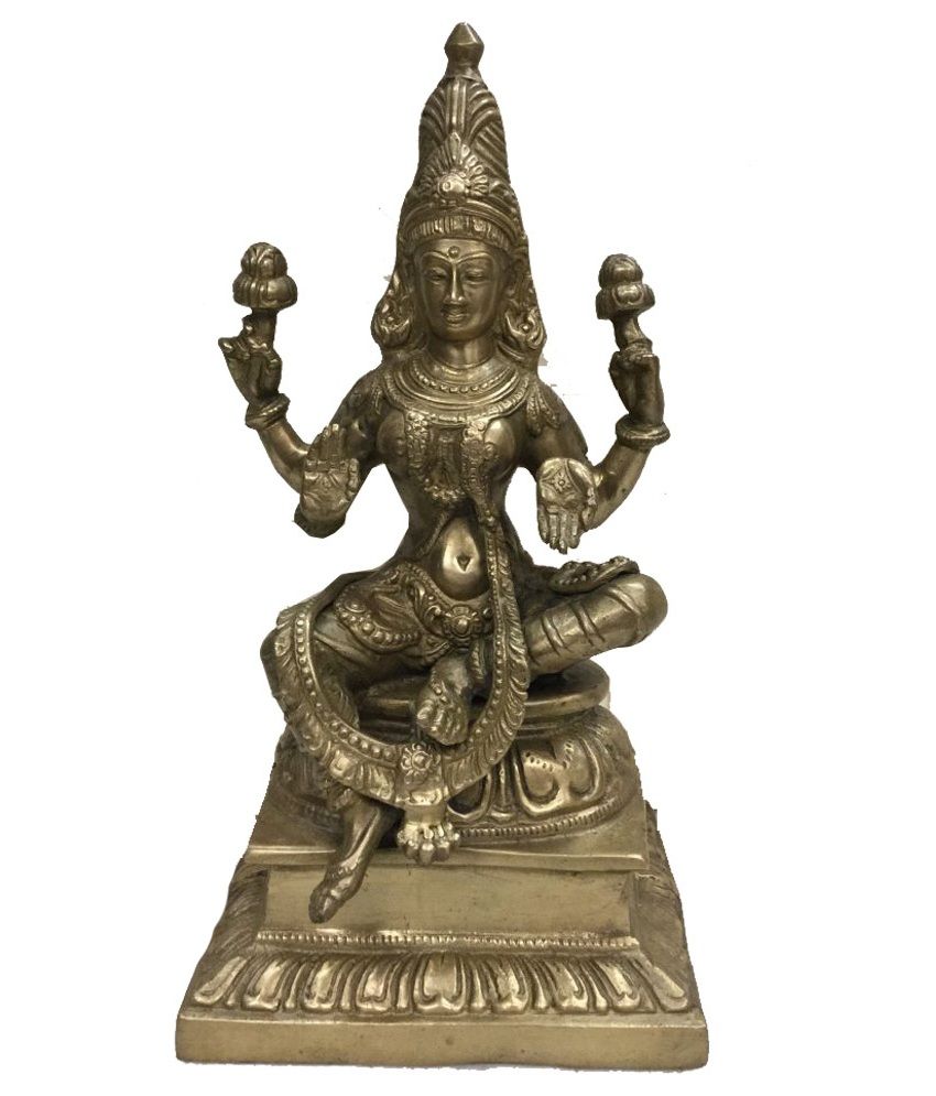 Indian Arts Museum Golden Brass GODDESS LAKSHMI IDOL BRASS STATUE (4